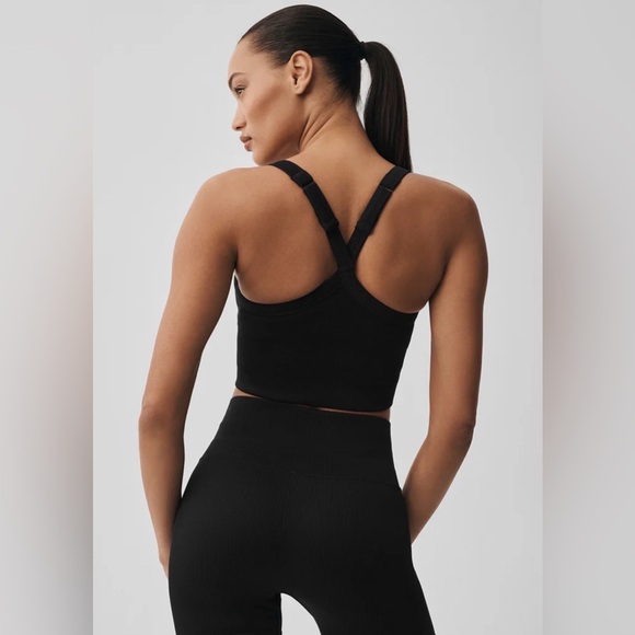 NWT ALO Yoga Black Seamless Ribbed Bra Tank - Picture 2 of 7